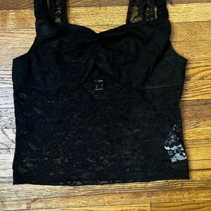 SHEIN Black Lace Bow Top